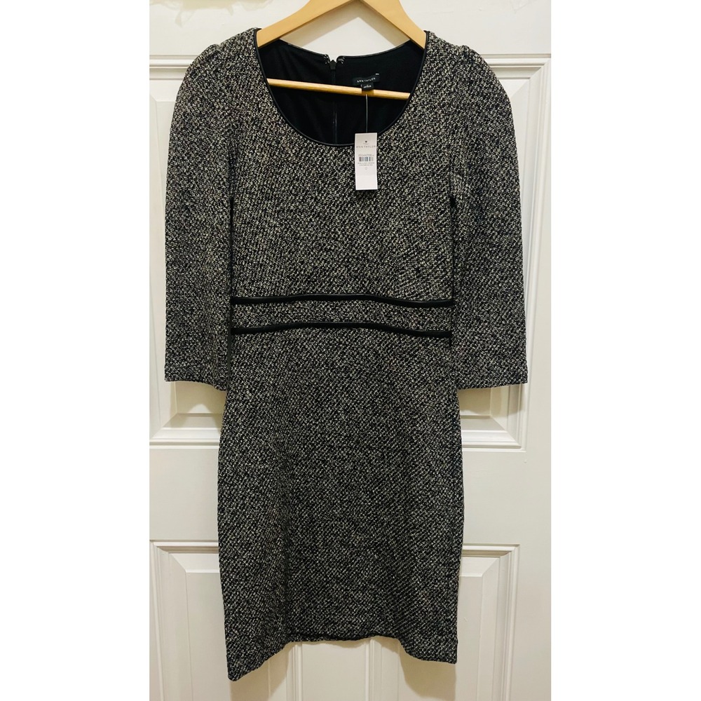 Ann Taylor Womens Dress Black Gray Tweed Career Office Workwear Dress